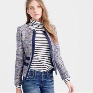 J.Crew Metallic tweed jacket with grosgrain trim